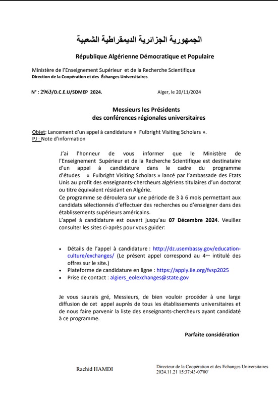 Programme Fulbright Visiting Scholar