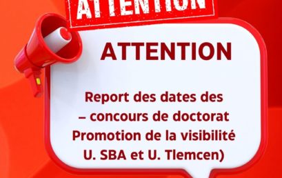 Report des dates des concours de doctorat – Promotion de la visibilité (U. SBA et U. Tlemcen) Boîte de réception