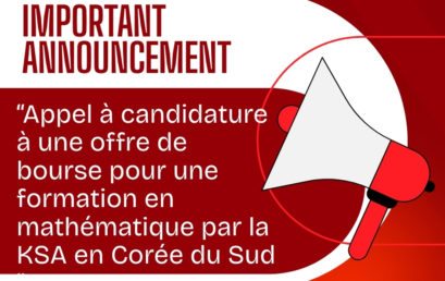 Appel à candidature à une offre de bourse pour une formation en mathématique par la KSA en Corée du Sud