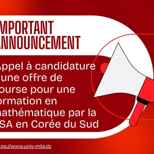 Appel à candidature à une offre de bourse pour une formation en mathématique par la KSA en Corée du Sud