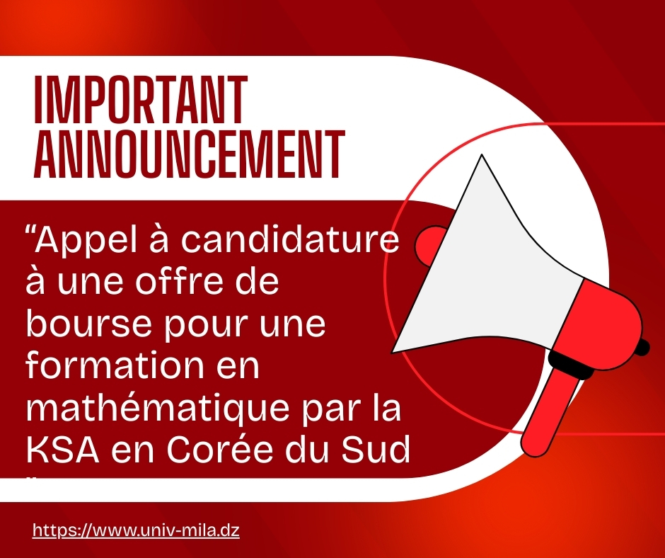 Appel à candidature à une offre de bourse pour une formation en mathématique par la KSA en Corée du Sud