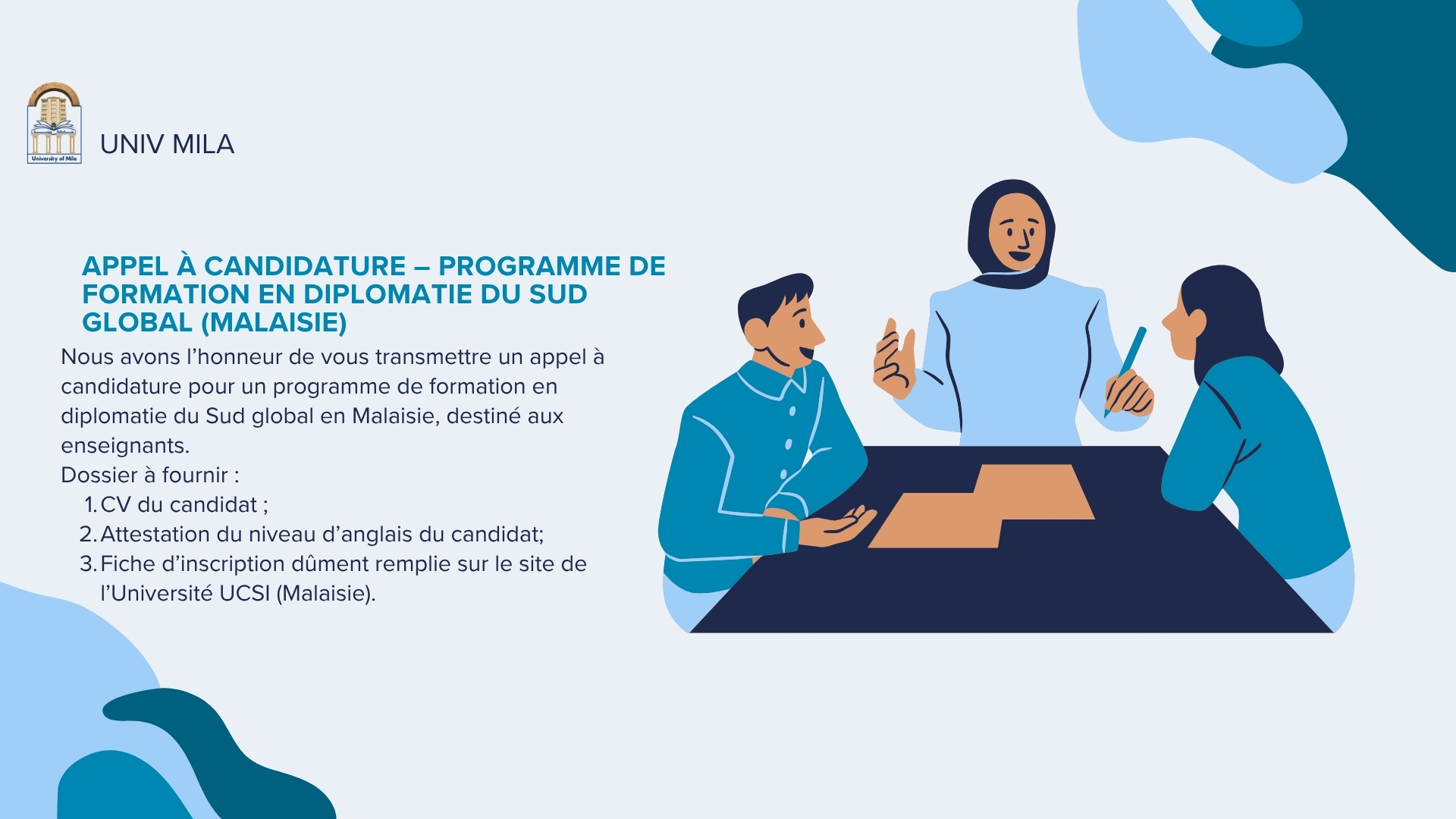 Appel à candidature – Programme de formation en diplomatie du Sud global (Malaisie)