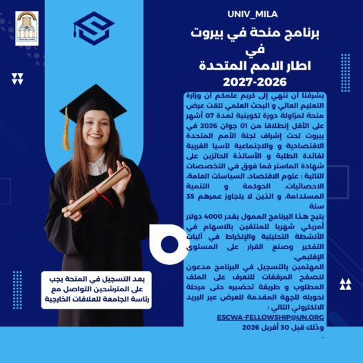 برنامج منحة في بيروت في اطار الامم المتحدة 2026-2027