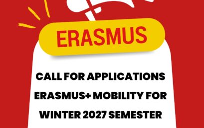 CALL FOR APPLICATIONS  ERASMUS+ Mobility for Winter 2027 Semester