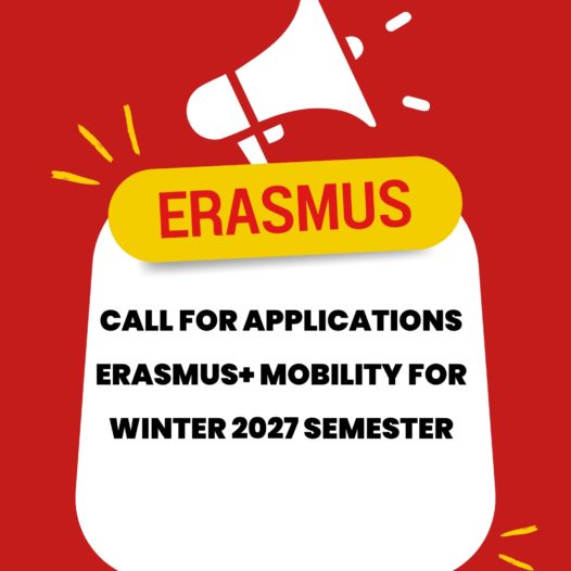 CALL FOR APPLICATIONS  ERASMUS+ Mobility for Winter 2027 Semester