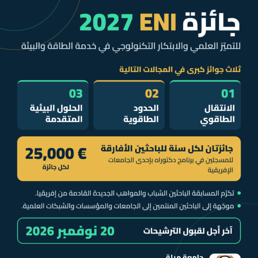 إعلان عن الترشح لجائزة ENI لسنة 2027